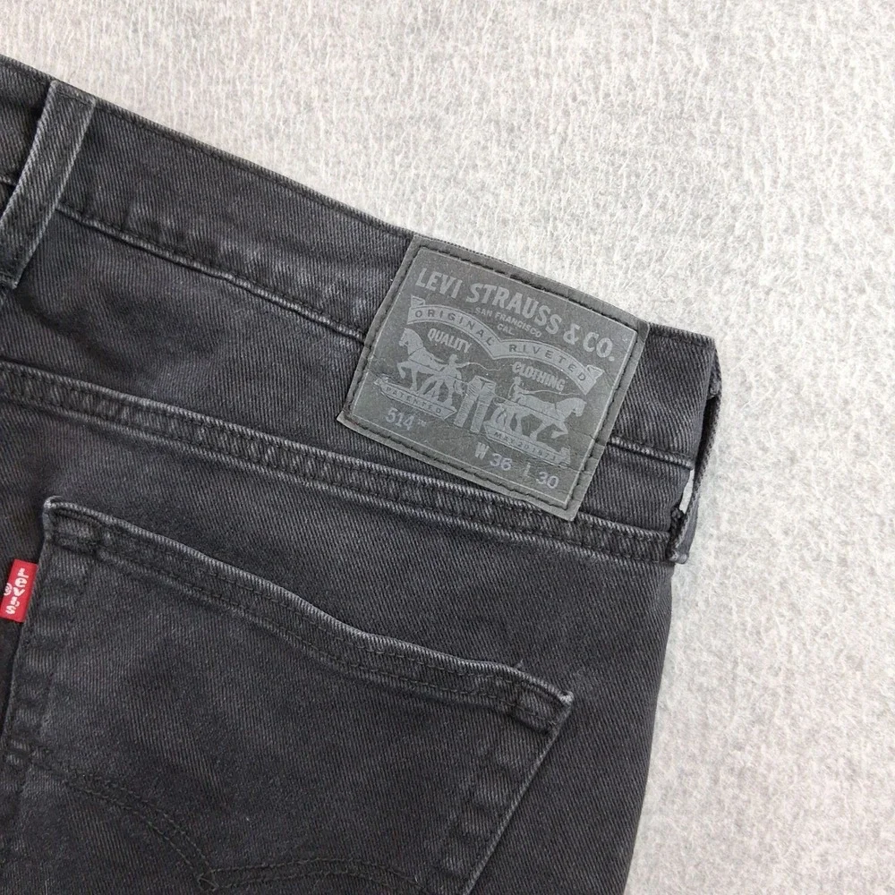 Levi's 514 Straight Fit Jeans Mens 36x30 Black Denim Stretch Casual